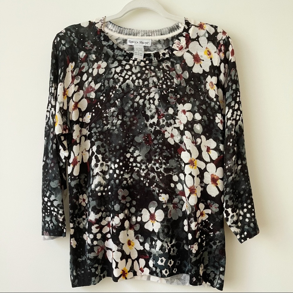 Rebecca Malone Floral Knit Top